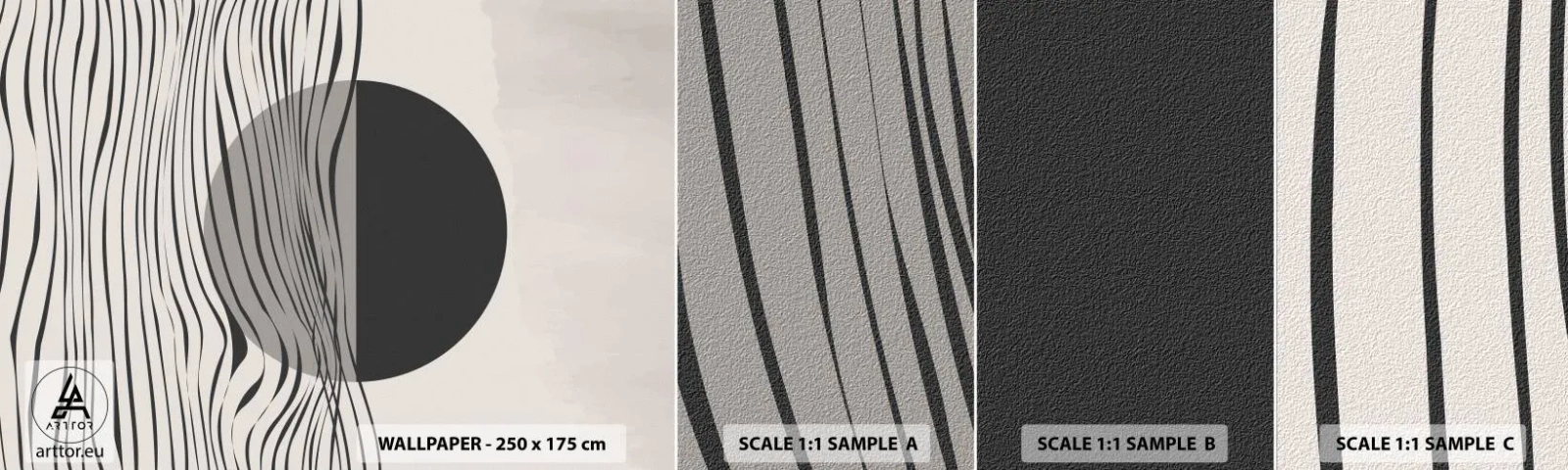 Fototapeta Próbka Samoprzylepna Deluxe Sticker - Kompozycja połowiczna - Abstrakcja, Sztuka, Czarno-Biały - 100x30 cm