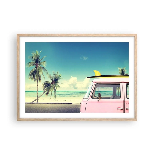 Plakat w ramie jasny dąb - Wakacje czas zacząć - 70x50 cm