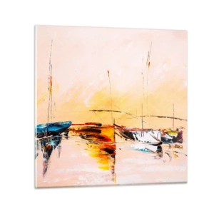 Obraz na szkle - Wieczór w przystani - 70x70 cm