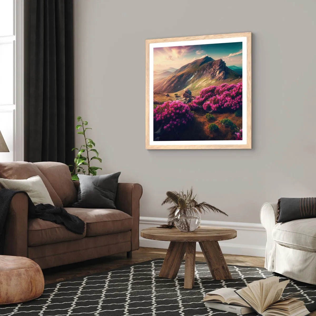 Plakat w ramie jasny dąb - Lato w górach - 60x60 cm