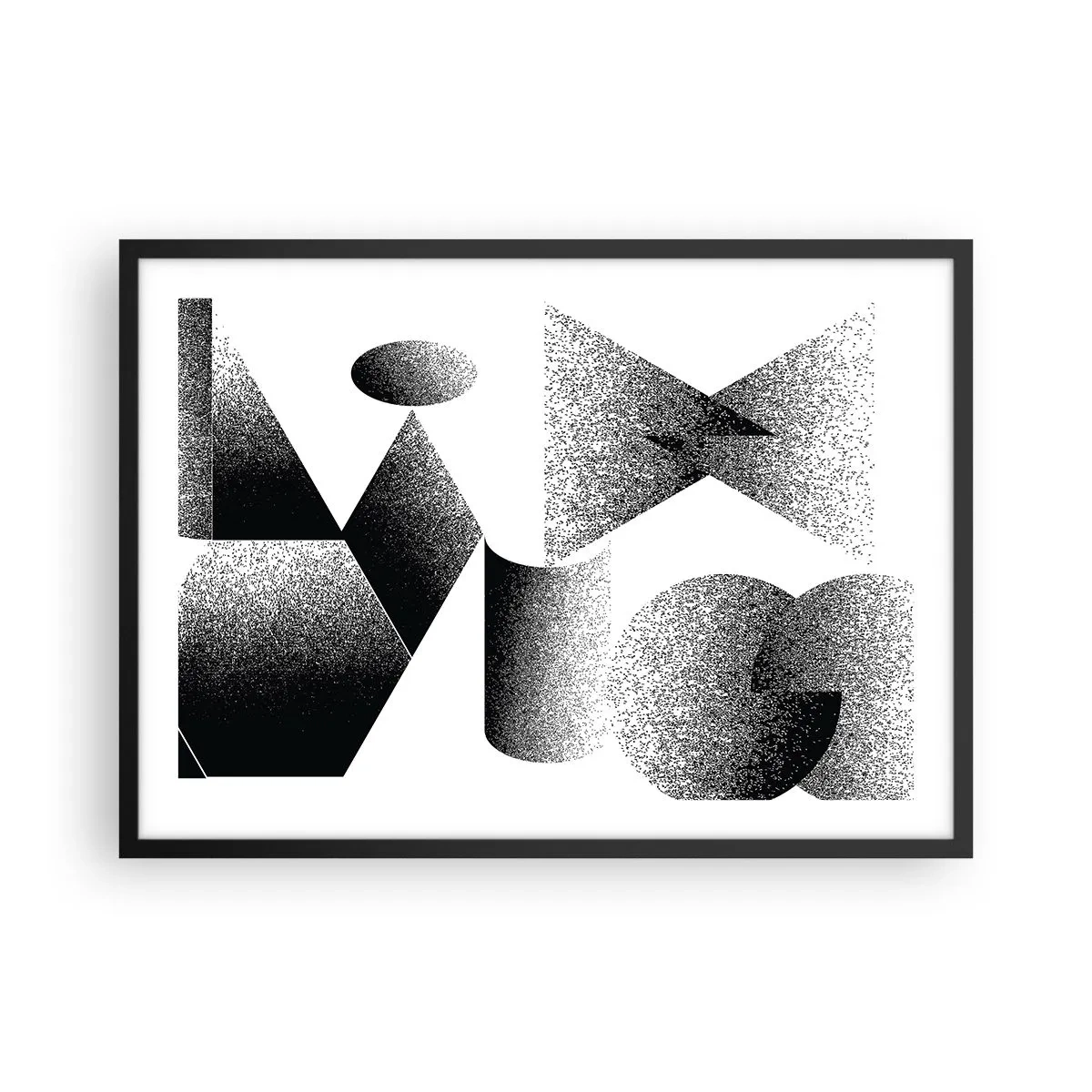 Plakat w czarnej ramie - Geometria złożona z kątów i owalnych kształtów - 70x50cm - Kąty i owale - Nowoczesna dekoracja ścienna do salonu i sypialni ARTTOR