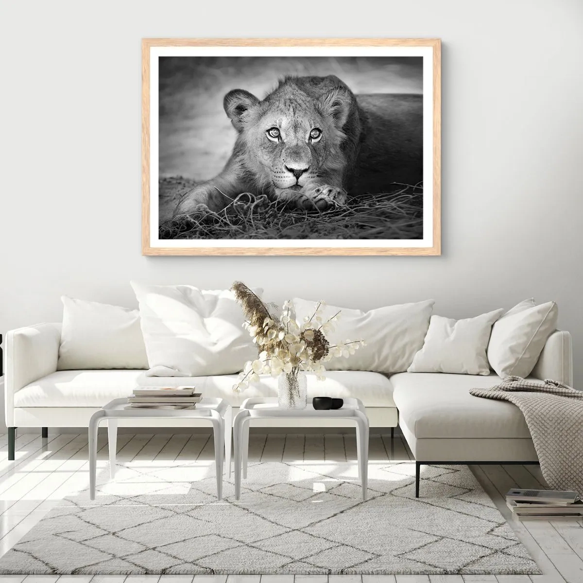 Plakat w ramie jasny dąb - Królewskie szczenię - 70x50 cm