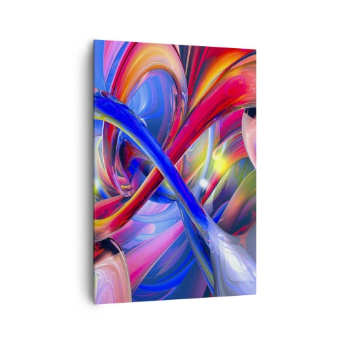 Obraz na płótnie - Abstrakcyjne, kolorowe kompozycje geometryczne w dynamicznych kształtach - 70x100cm - Taniec barw - Nowoczesna dekoracja ścienna do salonu i sypialni ARTTOR