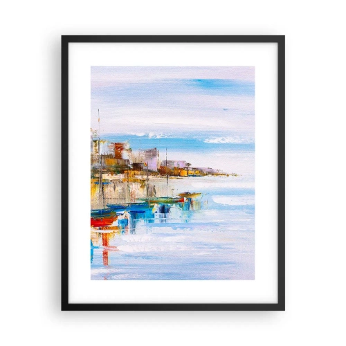 Plakat w czarnej ramie - Wielobarwna miejska przystań - 40x50 cm