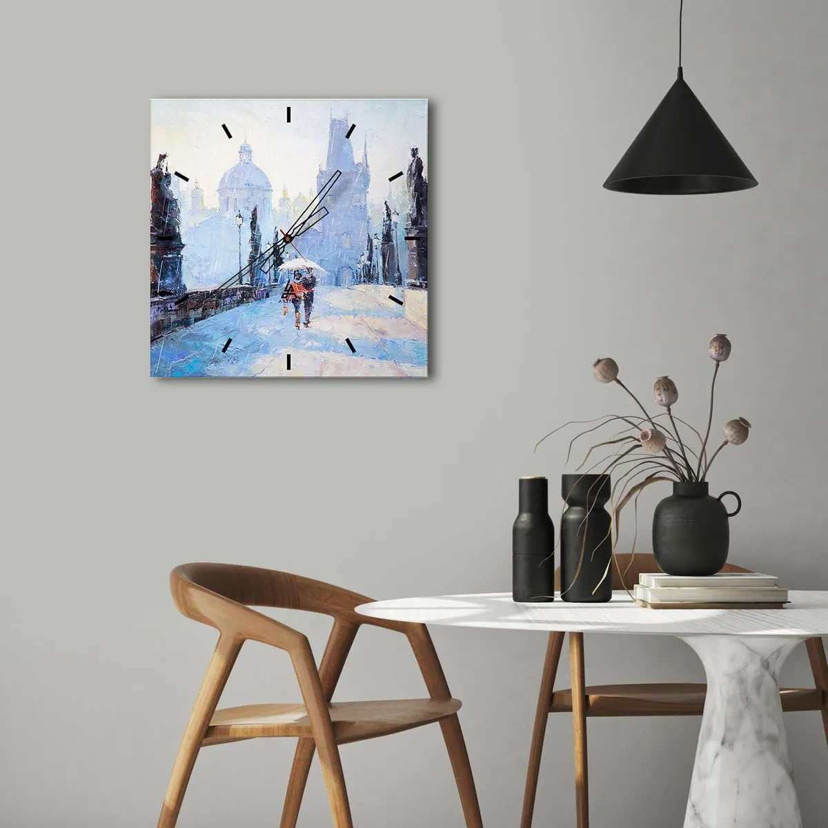 Zegar ścienny - Nas zaczarować musiał deszcz - 30x30 cm