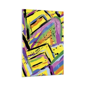 Obraz na szkle - Żywa abstrakcja w jaskrawych kolorach i dynamicznych kształtach - 80x120cm - Aż krzyczy z radości - Nowoczesna dekoracja ścienna do salonu i sypialni ARTTOR