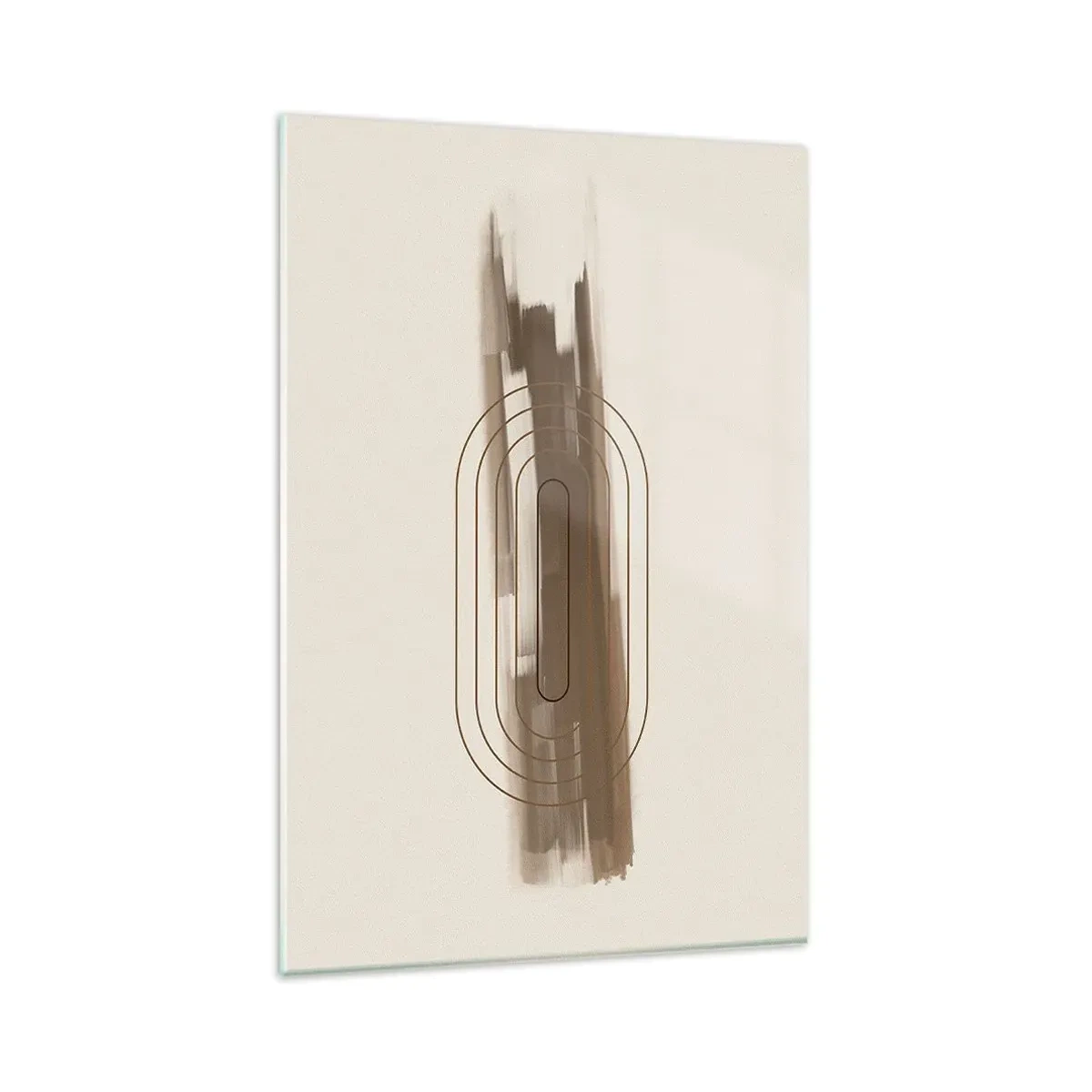 Obraz na szkle - Minimalistyczna kompozycja w odcieniach beżu i szarości z geometrycznym wzorem - 80x120cm - Powiew szarości - Nowoczesna dekoracja ścienna do salonu i sypialni ARTTOR