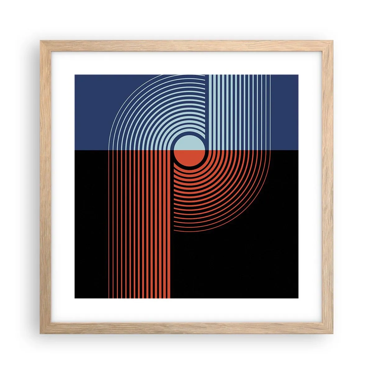 Plakat w ramie jasny dąb - W geometrycznym uścisku - 40x40 cm