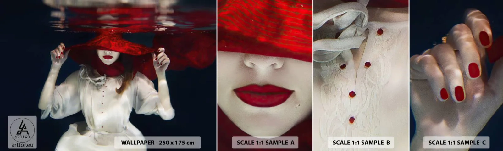 Fototapeta Próbka Samoprzylepna Deluxe Sticker - Dziwożona - Abstrakcja, Kobieta W Kapeluszu, Sztuka - 100x30 cm