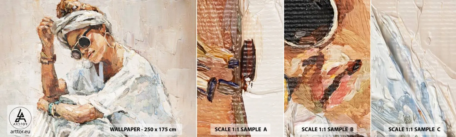 Fototapeta Próbka Standard Eco - Portret w pełnym słońcu - Portret, Boho, Olejny - 100x30 cm