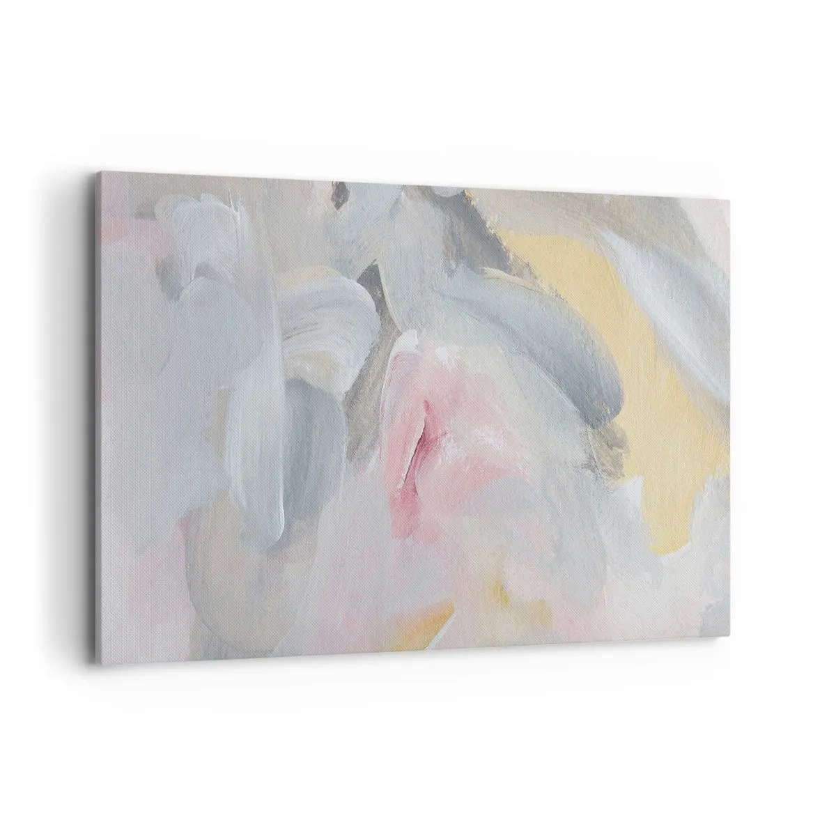 Obraz na płótnie - Abstrakcyjne pastelowe pociągnięcia w odcieniach różu i szarości - 120x80cm - W pastelowym świecie - Nowoczesna dekoracja ścienna do salonu, kuchni i sypialni ARTTOR