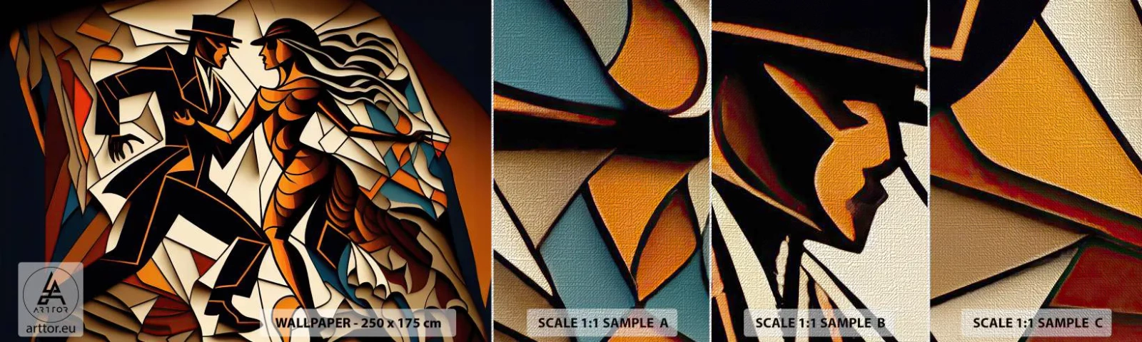 Fototapeta Próbka Premium Canvas - Taniec pasji i namiętności - Kubizm, Taniec, Para - 100x30 cm