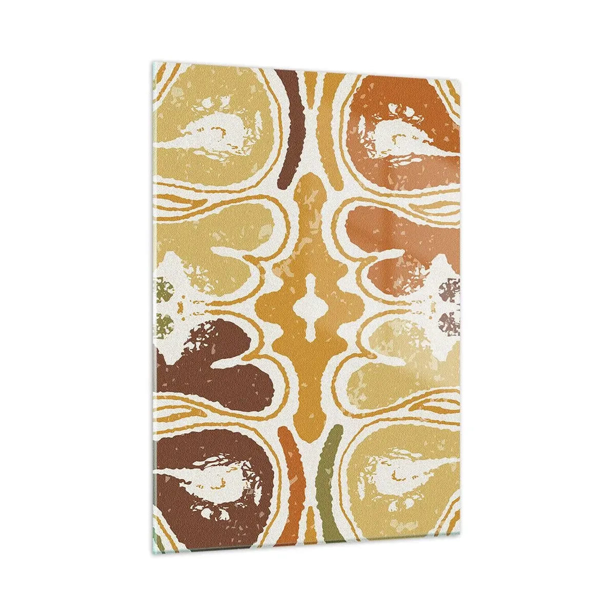 Obraz na szkle - Symetryczna abstrakcja w ciepłych barwach ziemi - 50x70cm - Abstrakcja sentymentalna - Nowoczesna dekoracja ścienna do salonu, kuchni i sypialni ARTTOR