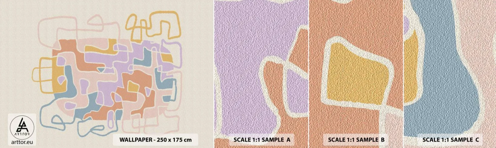 Fototapeta Próbka Samoprzylepna Deluxe Sticker - Labirynt – radosna przygoda - Minimalizm, Pastelowy, Linie - 100x30 cm