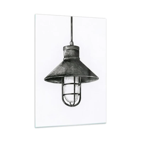 Obraz na szkle - Czarna lampa wisząca w stylu industrialnym - 50x70cm - Jak przed laty… - Nowoczesna dekoracja ścienna do salonu, kuchni i sypialni ARTTOR