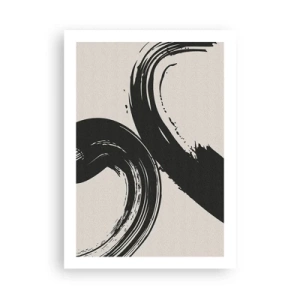 Plakat - Dynamiczne pociągnięcia pędzla na beżowym tle - 50x70cm - Zamaszyście i koliście - Nowoczesna dekoracja ścienna do salonu, kuchni i sypialni ARTTOR