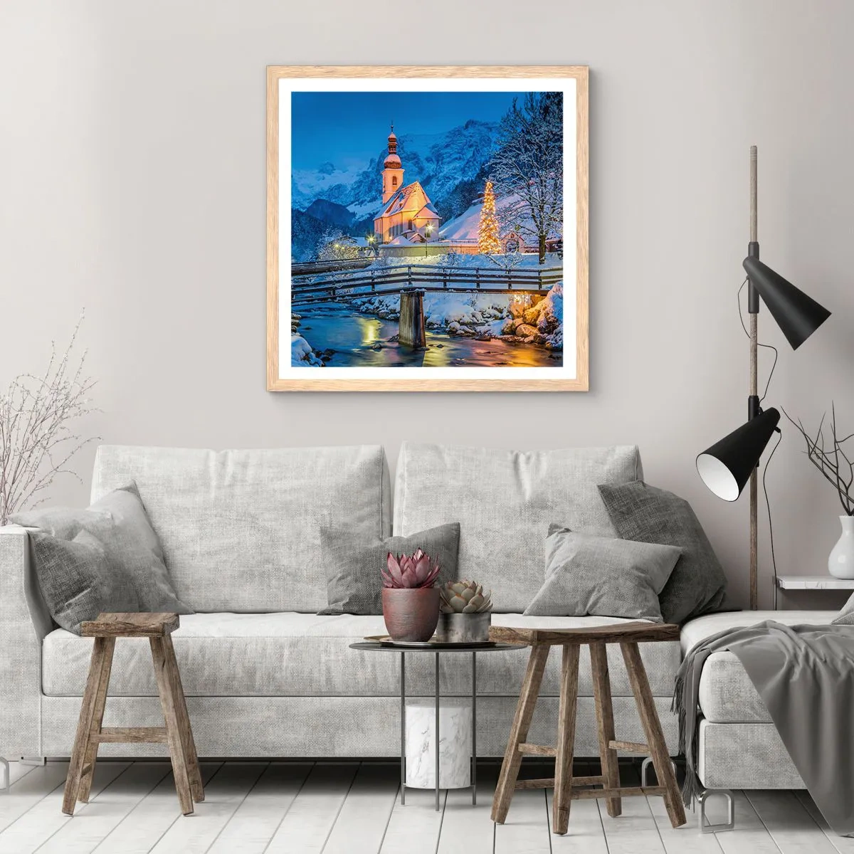 Plakat w ramie jasny dąb - Duch Świąt - 60x60 cm