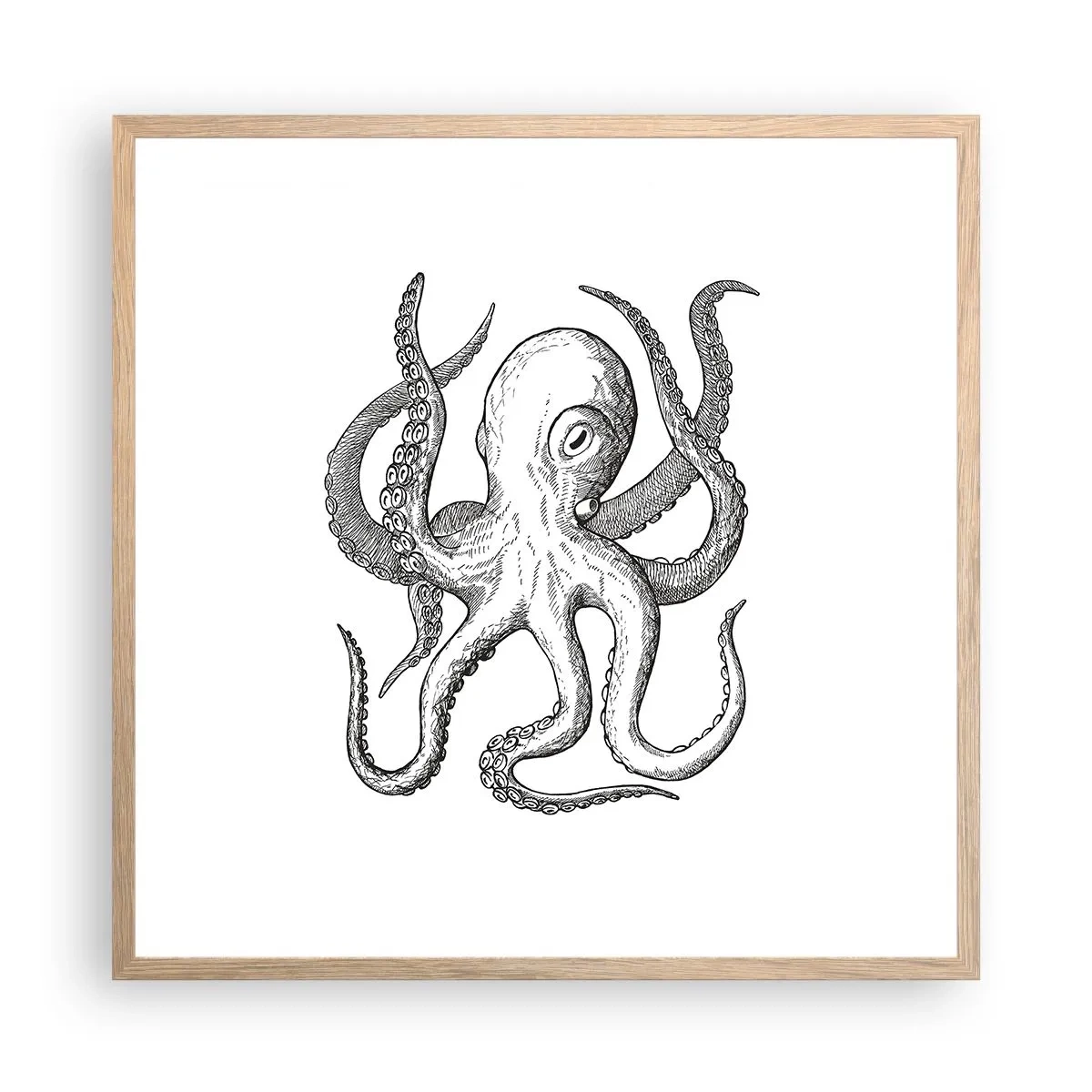 Plakat w ramie jasny dąb - Tańcząca z falami - 60x60 cm