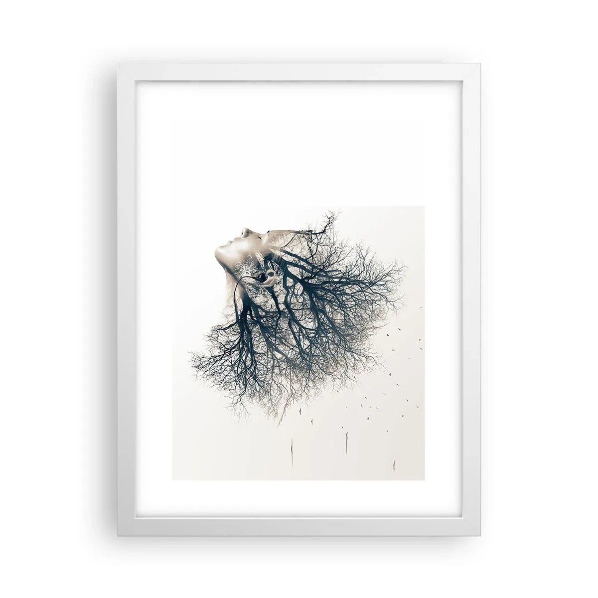 Plakat w białej ramie - Zasłuchana w szept drzewa - 30x40 cm