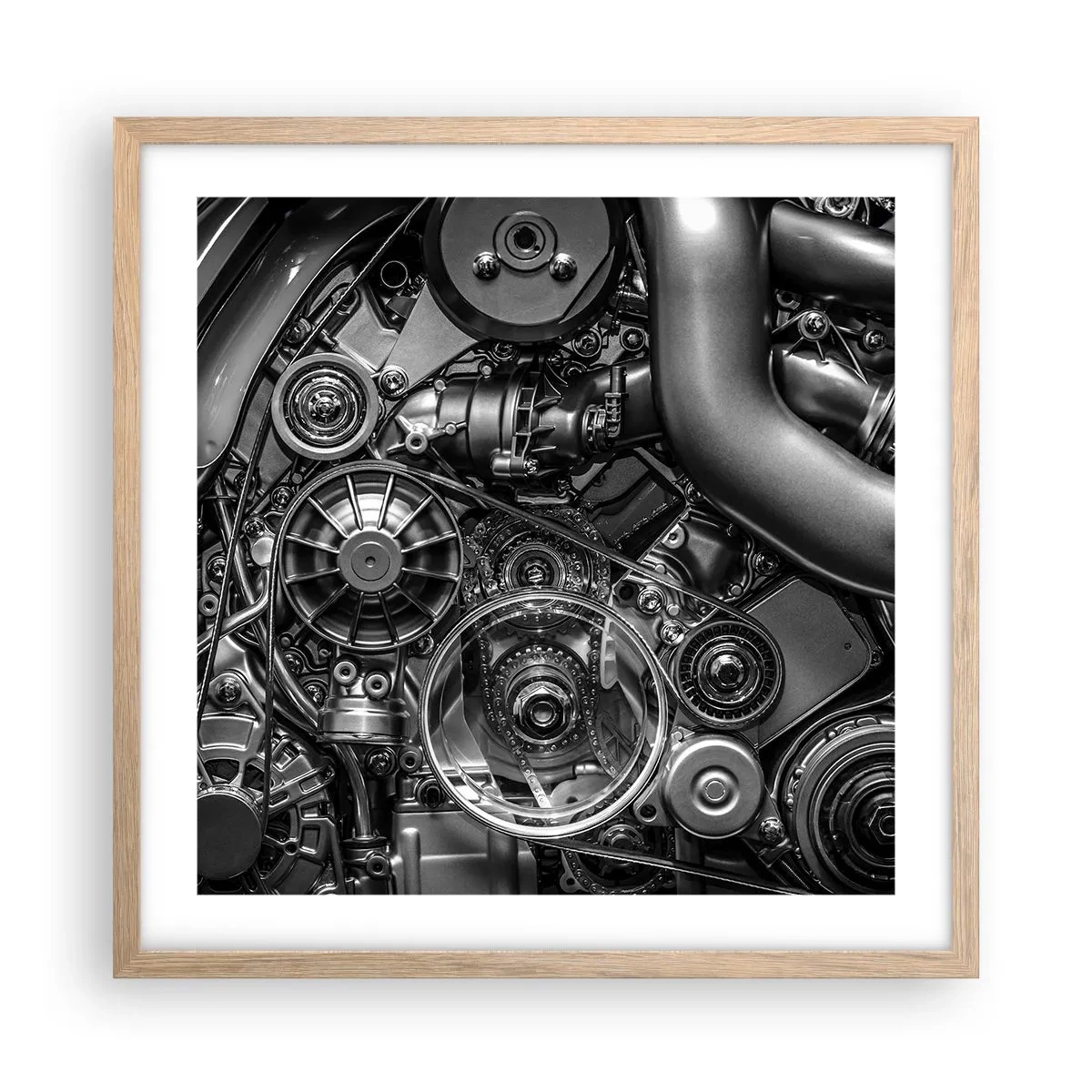 Plakat w ramie jasny dąb - Poezja mechaniki - 50x50 cm