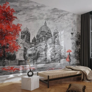 Fototapeta Samoprzylepna Deluxe Sticker - Berlińskie spotkanie - Miasto, Malarstwo, Architektura - 100x70 cm