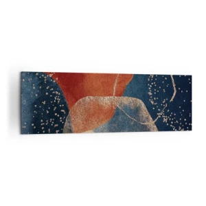 Obraz na płótnie - Abstrakcyjne kształty w odcieniach czerwieni i błękitu - 160x50cm - Lekkość bytu - Nowoczesna dekoracja ścienna do salonu i sypialni ARTTOR