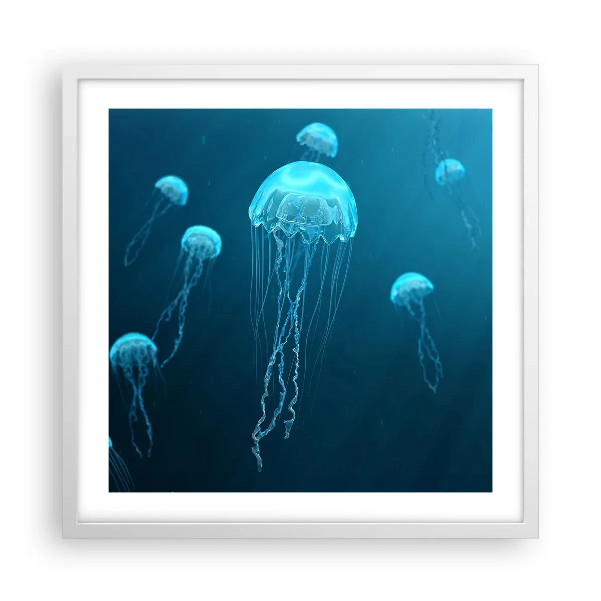 Plakat w białej ramie - Oceaniczny taniec - 50x50 cm