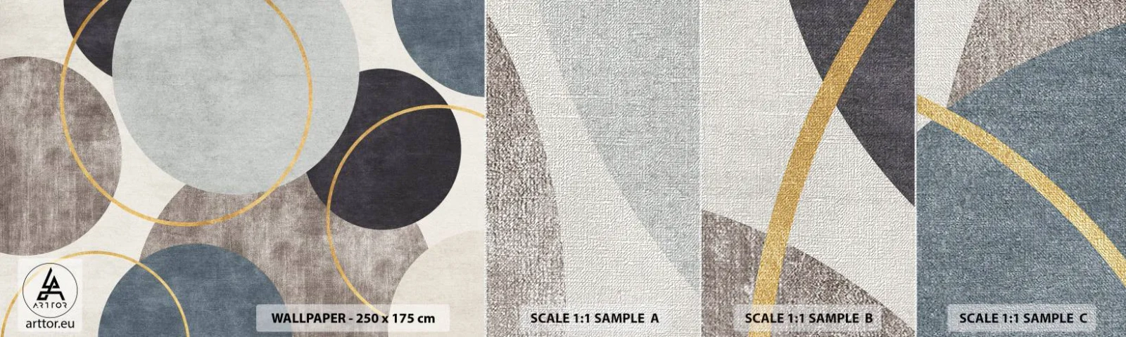 Fototapeta Próbka Premium Canvas - Koło za kołem - Okręgi, Minimalistyczne, Sztuka - 100x30 cm