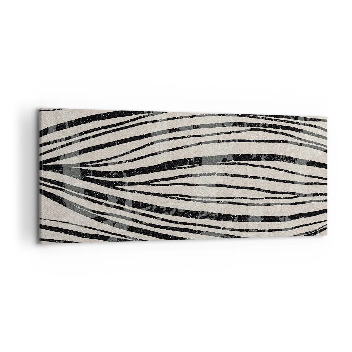 Obraz na płótnie - Abstrakcyjne fale w czarno-białych odcieniach - 120x50cm - Rozlewisko linii - Nowoczesna dekoracja ścienna do salonu i sypialni ARTTOR