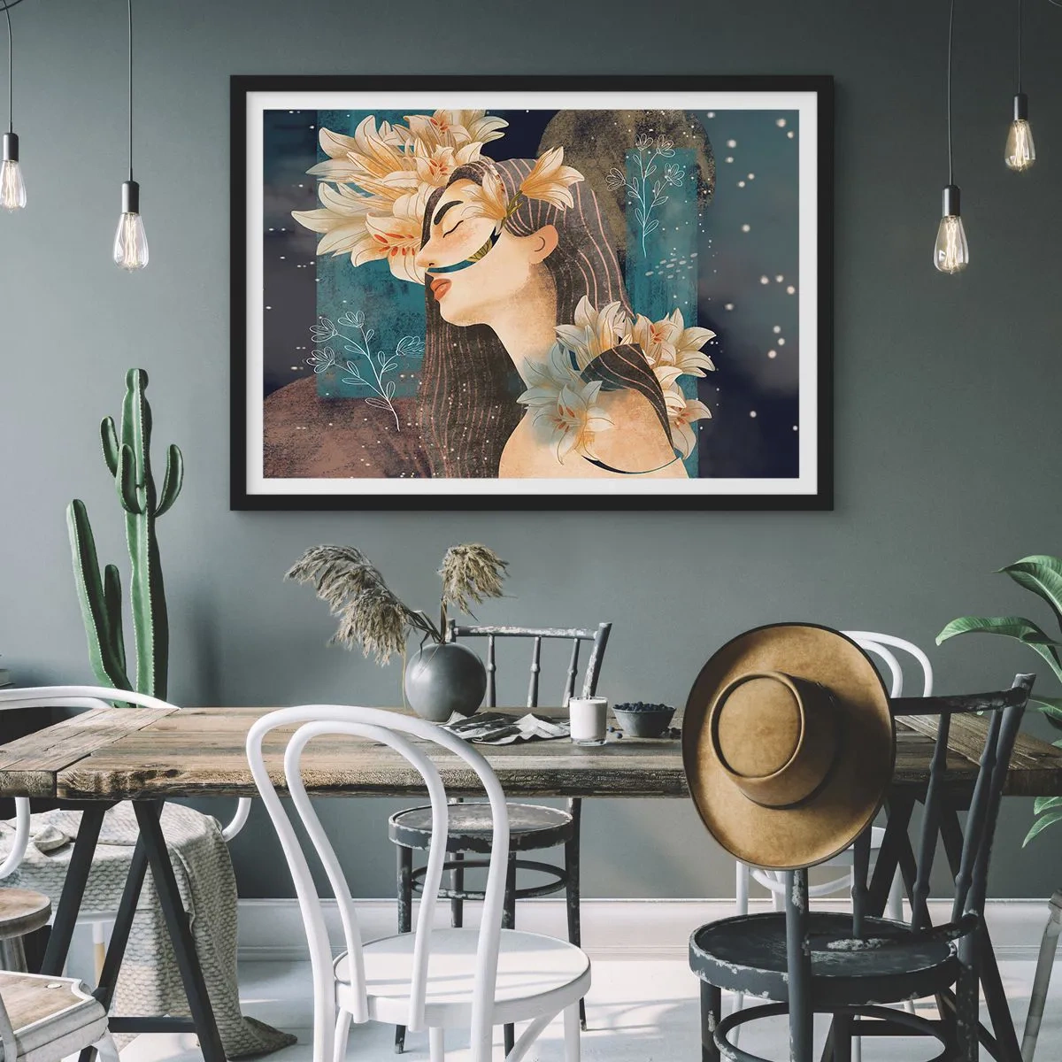 Plakat w czarnej ramie - Baśń o królewnie z liliami - 50x40 cm