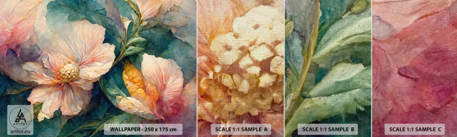 Fototapeta Próbka Premium Canvas - Sama subtelność - Kwiaty, Klasyczny, Sztuka - 100x30 cm