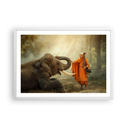Plakat w białej ramie - Spotkanie w podróży - 70x50 cm
