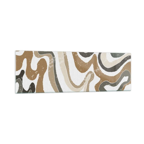 Obraz na szkle - Ziemiste wzory w odcieniach brązu i zieleni - 160x50cm - Meandry barw ziemi - Nowoczesna dekoracja ścienna do salonu i sypialni ARTTOR