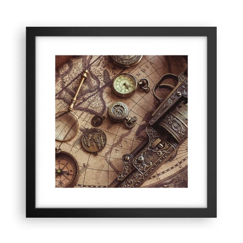 Plakat w czarnej ramie - Przygoda wzywa - 30x30 cm