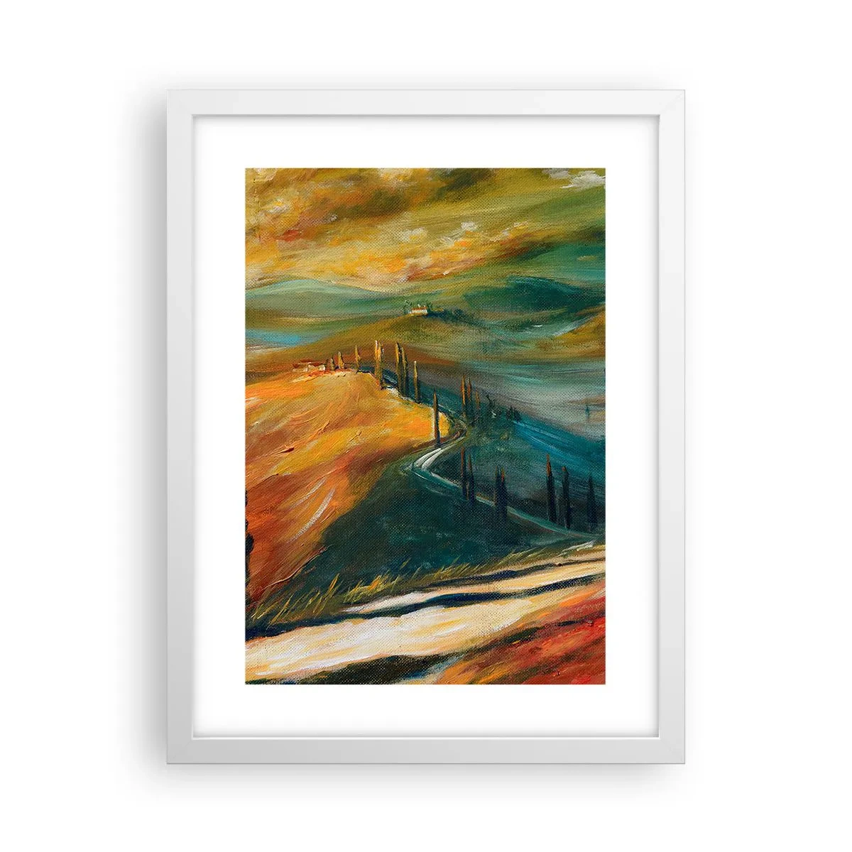 Plakat w białej ramie - Toskański pejzaż - 30x40 cm