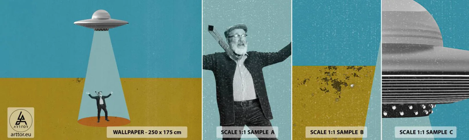 Fototapeta Próbka Samoprzylepna Deluxe Sticker - Bliskie spotkanie - Ufo, Sztuka Współczesna, Surrealizm - 100x30 cm