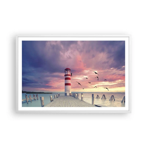 Plakat w białej ramie - Pora do portu - 91x61 cm