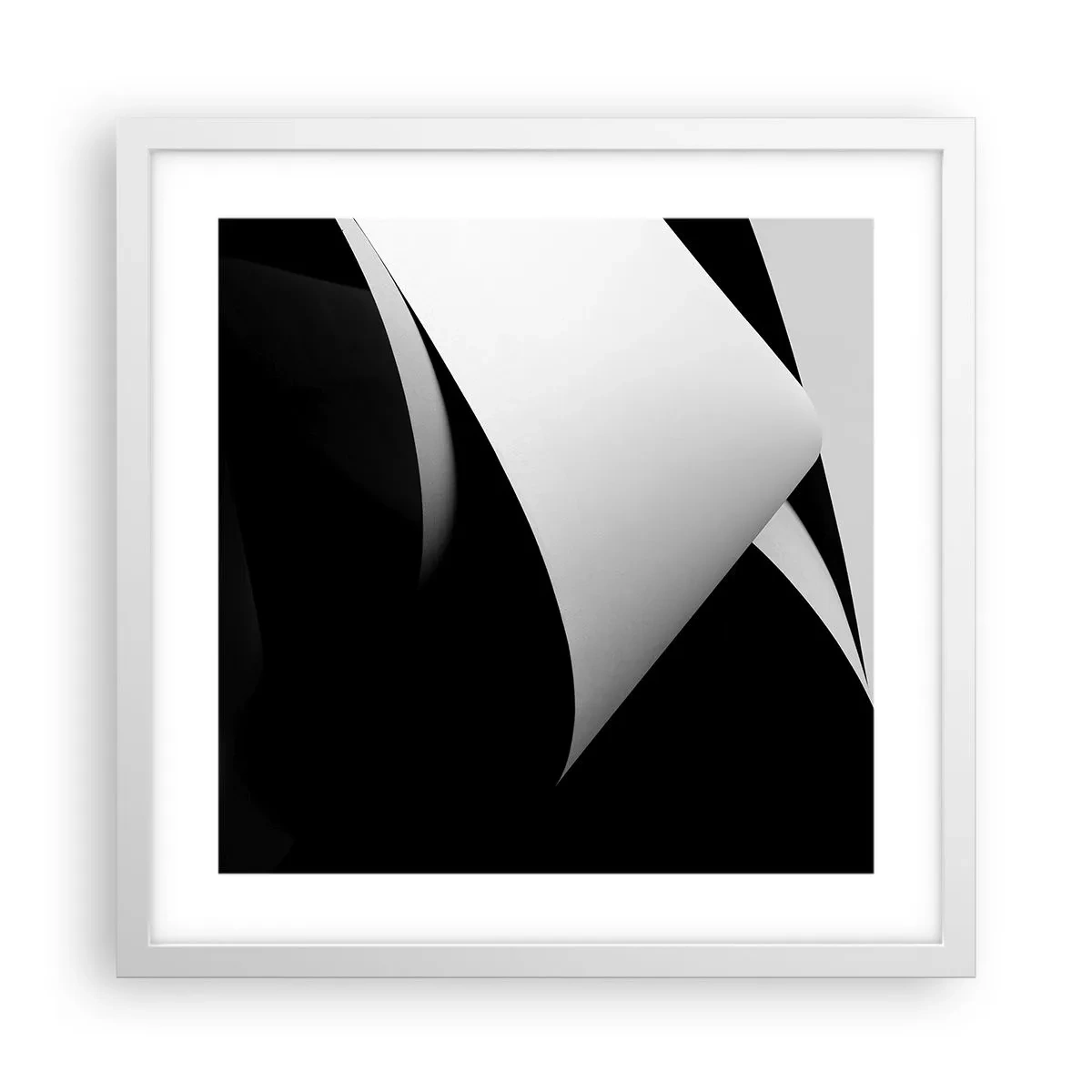 Plakat w białej ramie - Płaszczyzny światła z głębi cienia - 40x40 cm