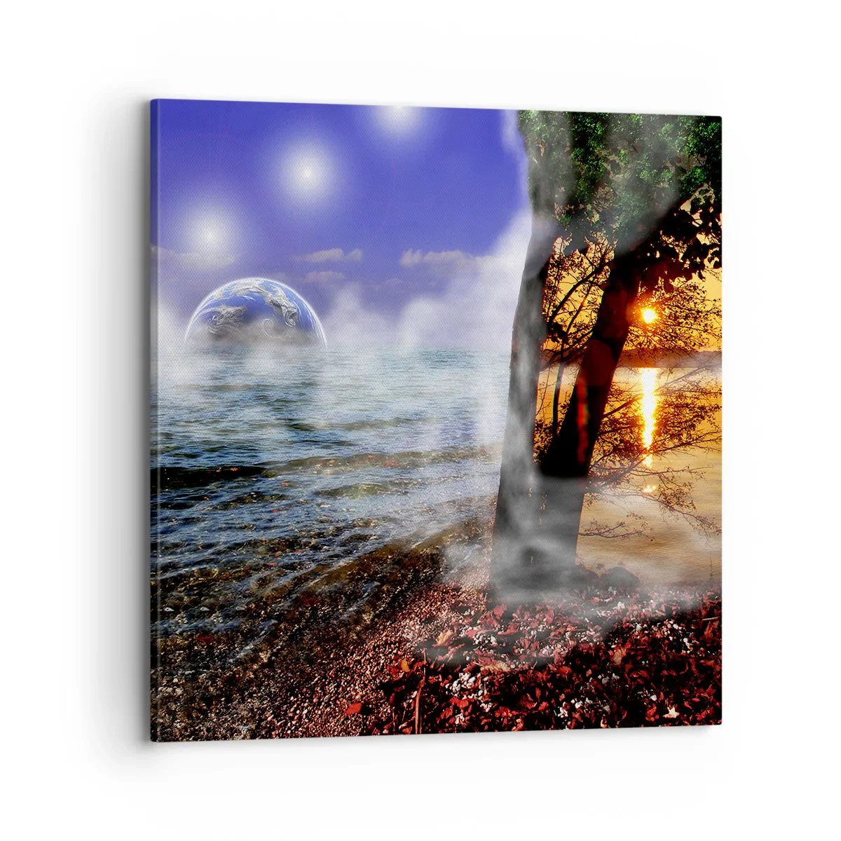 Obraz na płótnie - Pejzaż surrealistyczny - jedność natury - 70x70 cm