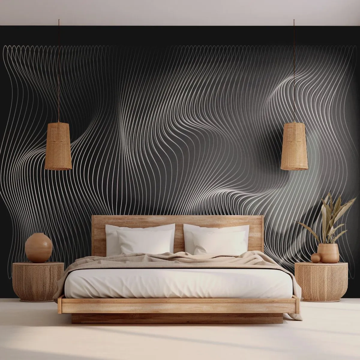 Fototapeta Samoprzylepna Deluxe Sticker - Taniec światła w przestrzeni - 3D, Linie, Nowoczesny - 400x280 cm