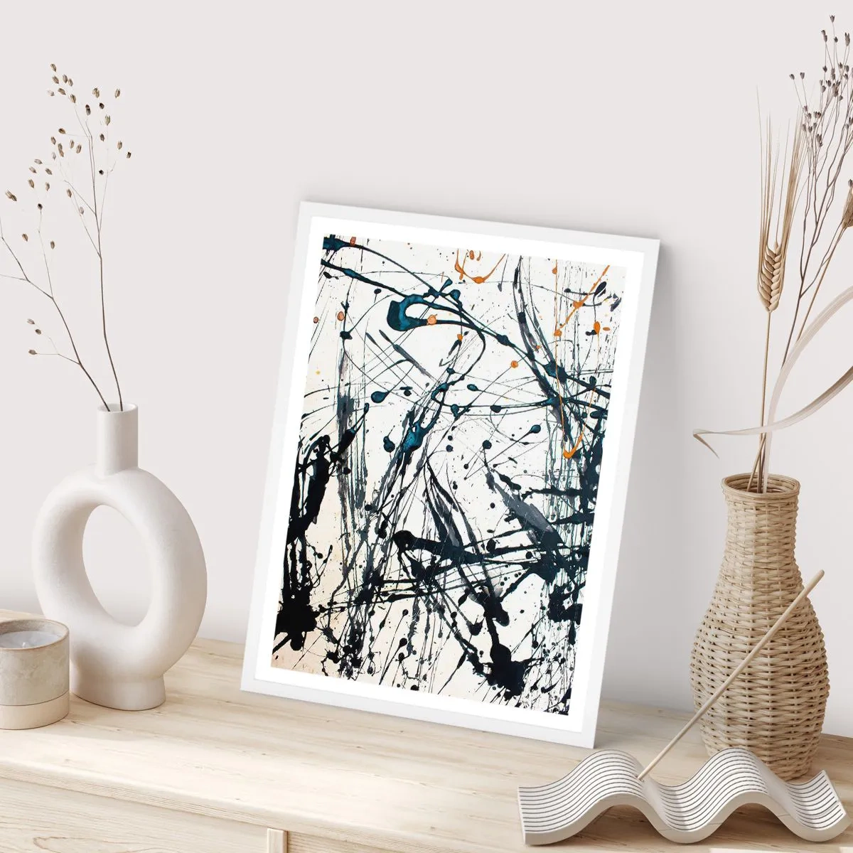 Plakat w białej ramie - Abstrakcja ekspresjonistyczna - 40x50 cm