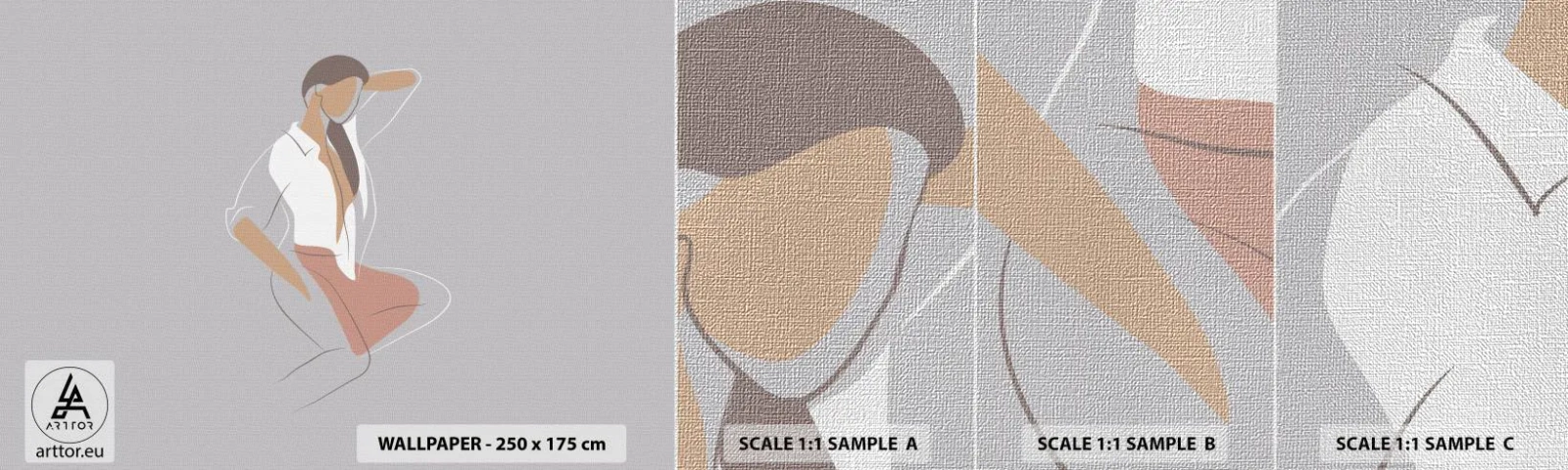 Fototapeta Próbka Premium Canvas - Zarys wdzięku - Kobieta, Grafika, Modelka - 100x30 cm