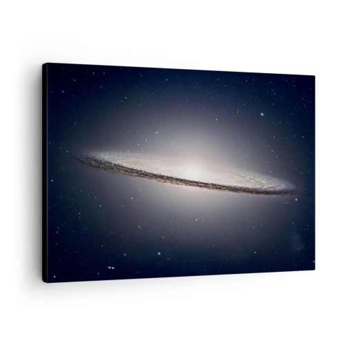 Obraz na płótnie - Spiralna galaktyka na tle gwiaździstego kosmosu - 70x50cm - Dawno temu w odległej galaktyce… - Nowoczesna dekoracja ścienna do salonu i sypialni ARTTOR