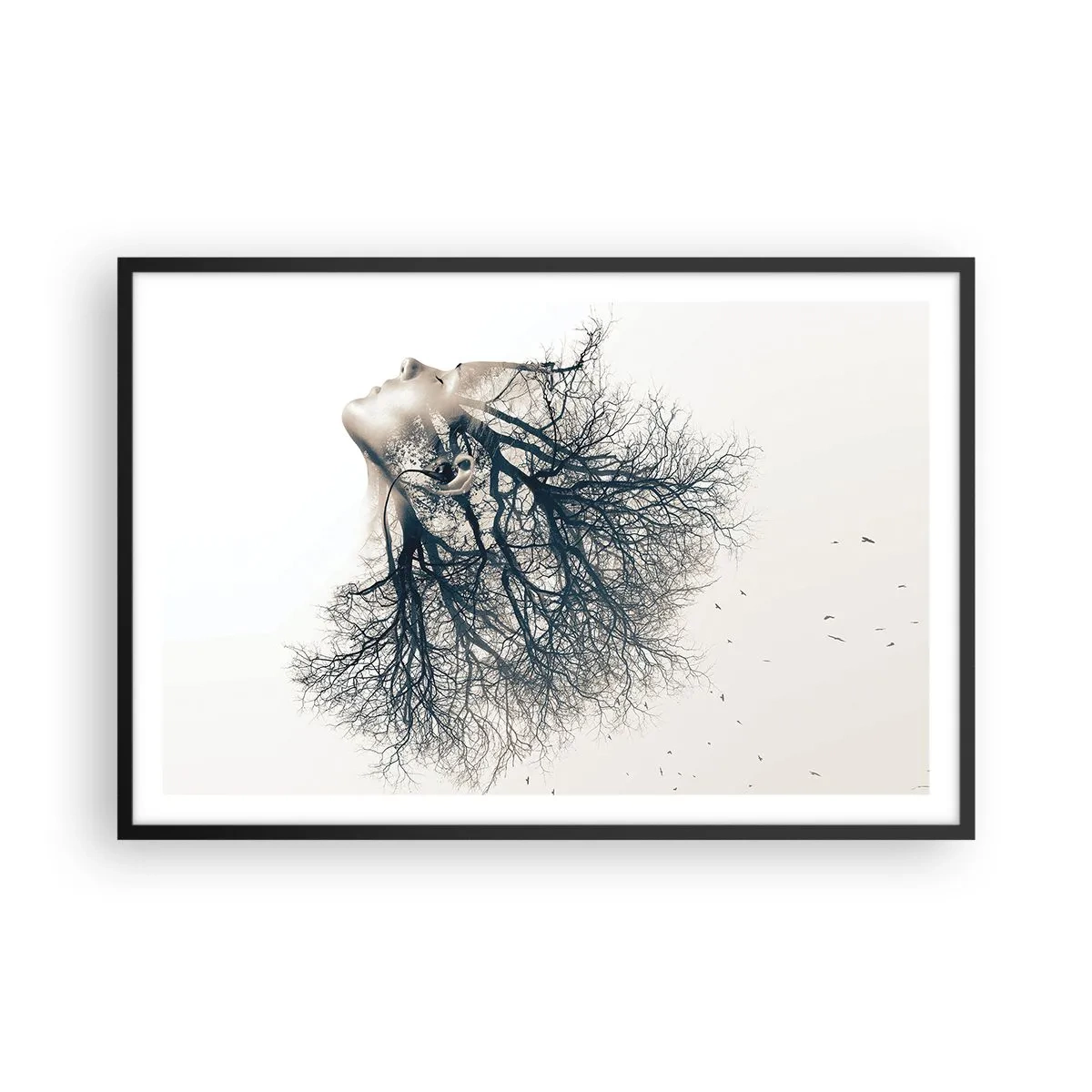 Plakat w czarnej ramie - Zasłuchana w szept drzewa - 91x61 cm