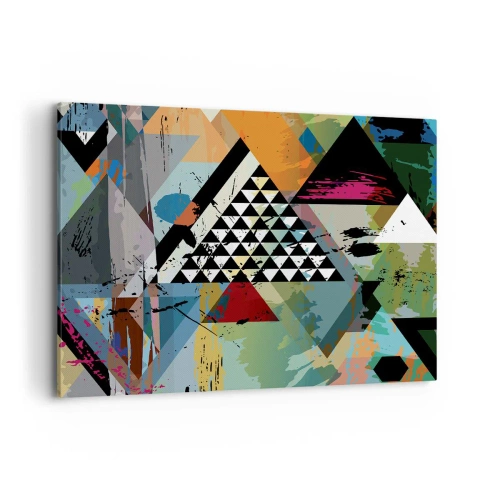 Obraz na płótnie - Abstrakcyjna kompozycja geometrycznych kształtów i barw - 120x80cm - Jakie to proste - Nowoczesna dekoracja ścienna do salonu, kuchni i sypialni ARTTOR
