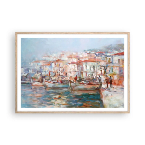 Plakat w ramie jasny dąb - Pastelowe wakacje - 100x70 cm