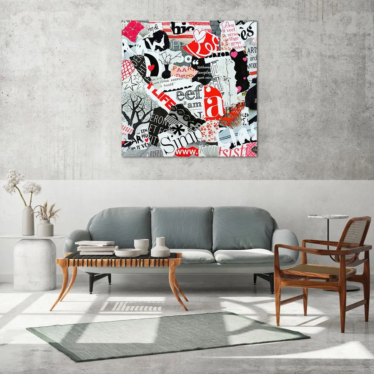 Obraz na szkle - Hipsterski kolaż - 40x40 cm