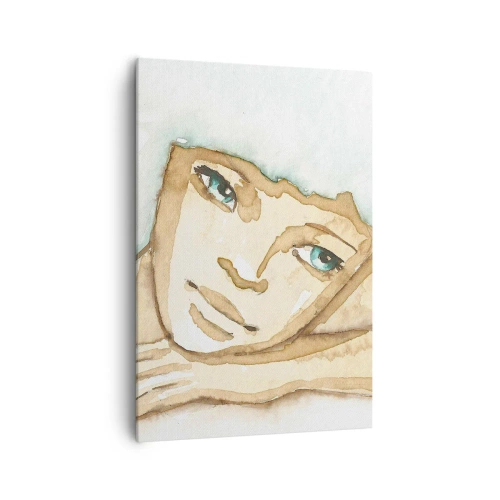Obraz na płótnie - Artystyczny portret kobiety w pastelowych barwach - 70x100cm - Drzewo poezji wyrasta z ciszy - Nowoczesna dekoracja ścienna do salonu i sypialni ARTTOR