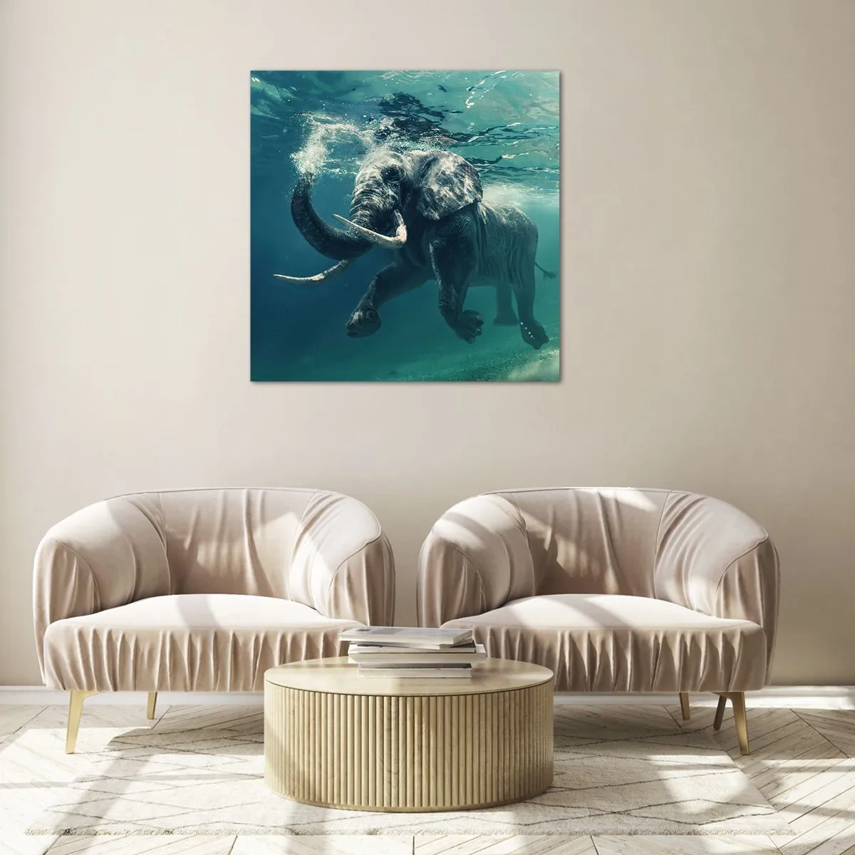 Obraz na szkle - Wszyscy lubią pływać - 50x50 cm