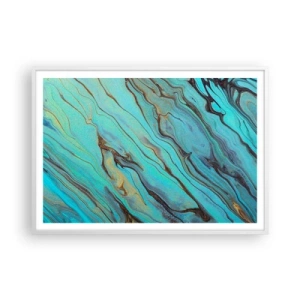 Plakat w białej ramie - Turkusowy przypływ - 100x70 cm